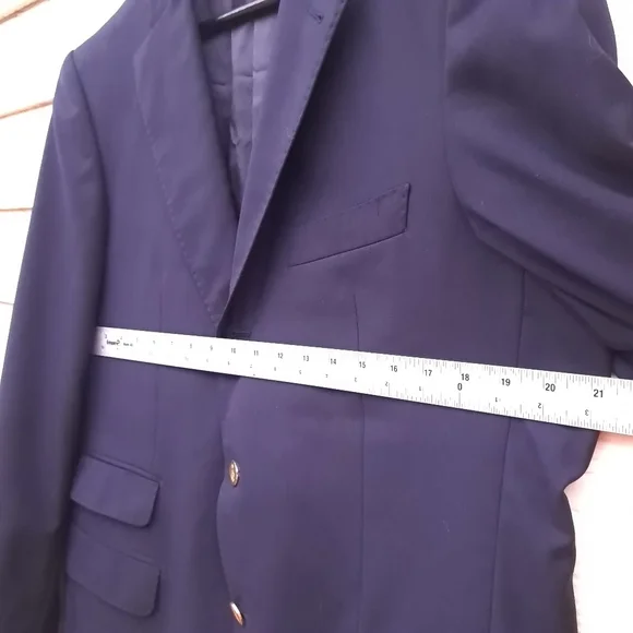 ANDREW CARRINGTON Dark Blue 2 Button Men's Jacket Sz 42R 100% Wool Made In Italy